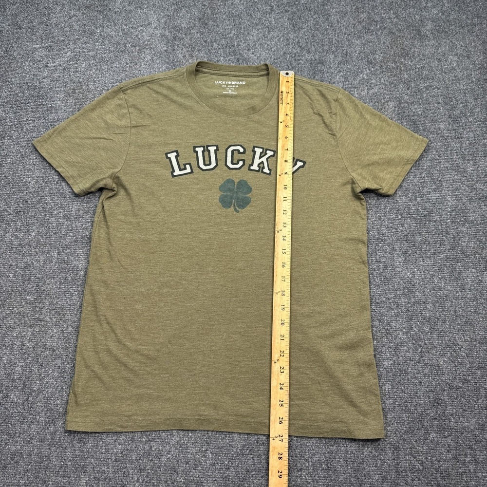Lucky Brand T Shirt Mens Size Medium Olive Army Green Big Logo Crew Neck Tee - Picture 7 of 11